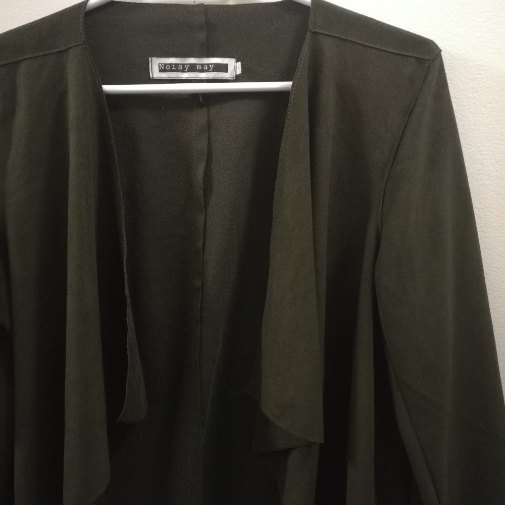 Noisy May Drape Front Faux Suede Blazer - Picture 4 of 4